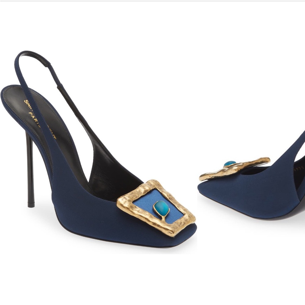 Saint Laurent Crepe de Chine Slingback Pump, used 2 times